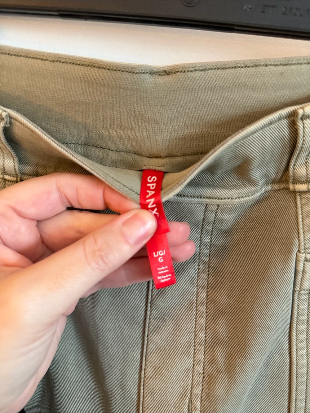 SPANX Stretch Twill Straight Leg Pants L Olive Oil Utility High Rise - Picture 3 of 5